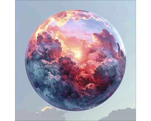 Illustratie van een bol met wolken en zonneschijn