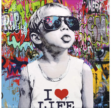 Wanddecoratie jongen met zonnebril voor graffitimuur