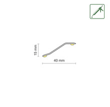 Profielstrip met afmetingen 15 mm hoog en 40 mm breed