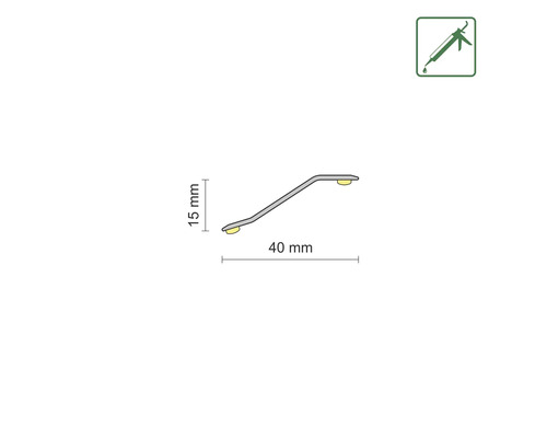 Profielstrip met de afmetingen 15 mm hoog en 40 mm breed