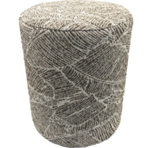 Ronde poef met stoffen bekleding en bladmotief