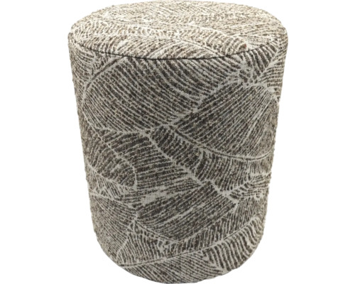 Ronde poef met stoffen bekleding en bladmotief