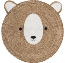 Rond vloerkleed met berengezicht van jute