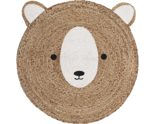 Rond vloerkleed met berengezicht van jute