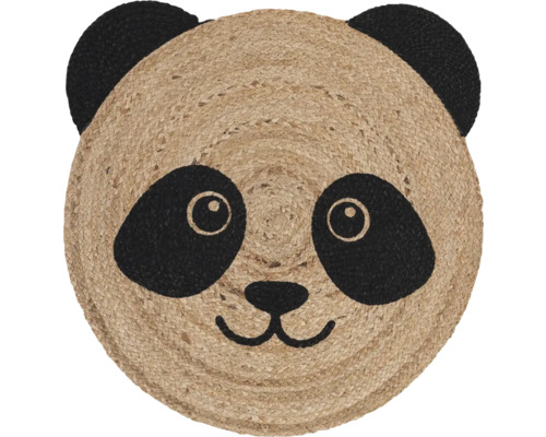 SOLEVITO Vloerkleed Elva Panda 80x80 cm Rond vloerkleed met panda gezicht van natuurlijke vezels