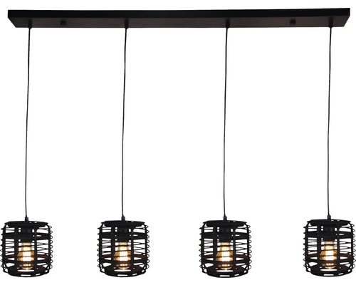 BRILLIANT Hanglamp Crosstown 4-lichts bamboe zwart