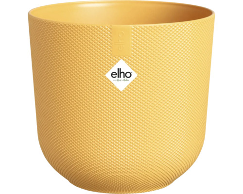 Gele bloempot met Elho logo