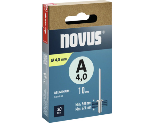 Verpakking Novus blindklinknagels van aluminium, 4,0 mm diameter