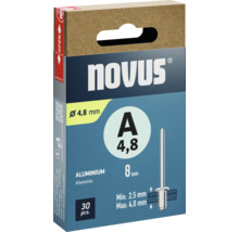 Novus blindklinknagels, diameter 4,8 mm, aluminium, 30 stuks