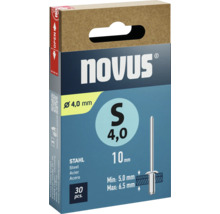 Novus blindklinknagels, 4,0 mm diameter, 10 mm lengte, verpakking met 30 stuks