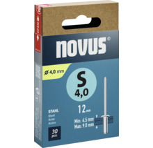 Novus blindklinknagels S 4,0 mm, staal, 30 stuks