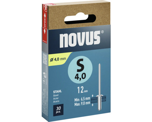 Novus blindklinknagels S 4,0 mm, staal, 30 stuks