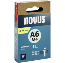 Novus A6 M4 blindklinknagels van aluminium, 5,9 millimeter diameter, 20 stuks