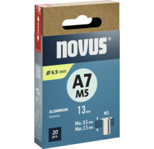 Novus A7 M5 klinknagels van aluminium, 6,9 millimeter diameter, 13 millimeter lengte, 20 stuks