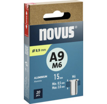 Novus A9 M6 blindklinknagels van aluminium, 8,9 millimeter diameter, 15 millimeter lengte, 20 stuks