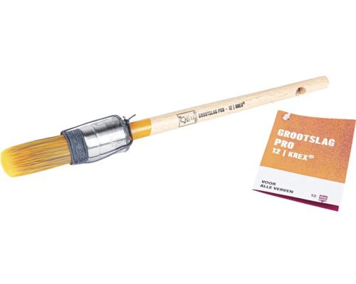 GROOTSLAG PRO Platte kwast voor lak 21 mm Ronde kwast met houten handvat en etiket