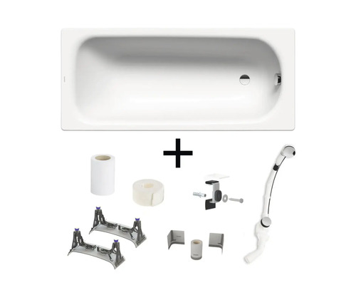 Rechthoekig bad met accessoires voor installatie