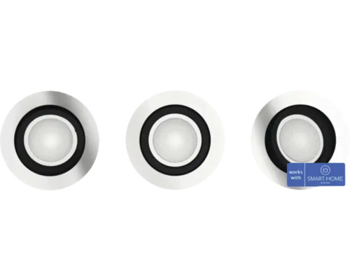 PHILIPS Hue White Ambiance LED inbouwspot Milliskin Ø 90 mm aluminium, 3 stuks Drie ronde inbouwspots met Smart Home compatibiliteit