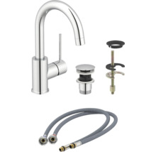 Wastafelkraan met afvoergarnituur en flexibele slangen