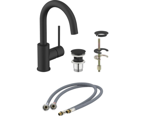 Wastafelkraan met afvoergarnituur en aansluitslangen