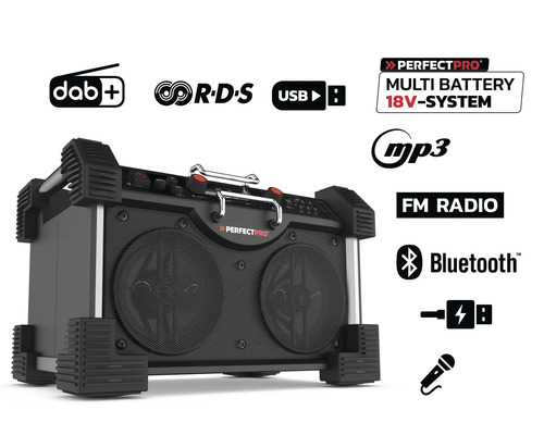 Perfectpro bouwradio met digitale radio, FM-radio, USB-aansluiting en Bluetooth