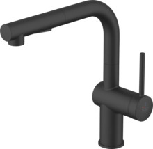 Zwarte keukenkraan met uittrekbare sproeikop