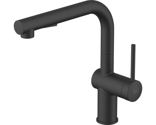 Zwarte keukenkraan met uittrekbare sproeikop