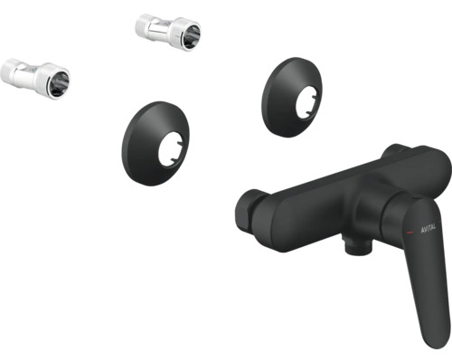 Opbouw douchekraan set met rozetten en S-koppelingen