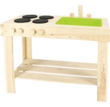Houten speelkeuken met kookplaat, spoelbak en opbergvak