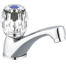 Waterkraan met transparante kristallen handgreep