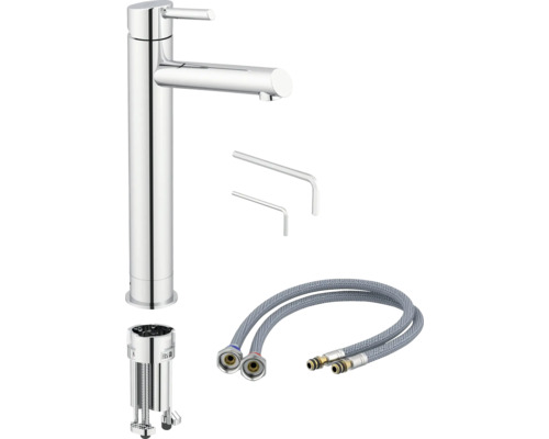 Wastafelkraan inclusief bevestigingsmateriaal en flexibele aansluitslangen