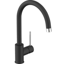 Zwarte keukenkraan met hoge uitloop