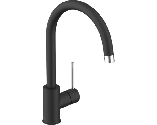 Zwarte keukenkraan met hoge uitloop
