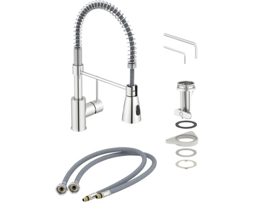 Keukenkraan met sproeislang en accessoires