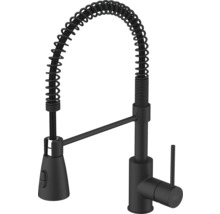 Zwarte keukenkraan met flexibele uitloop