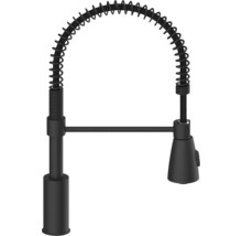 Zwarte keukenkraan met spiraalveer