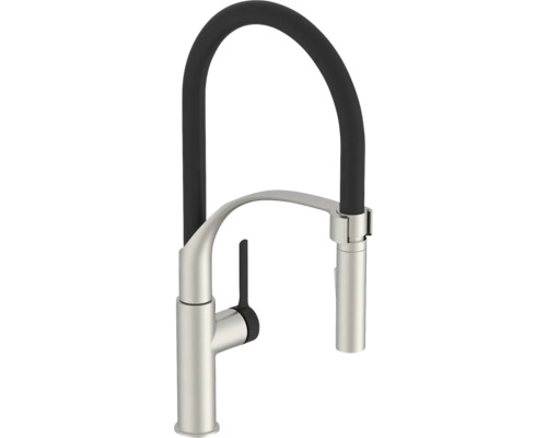 Keukenkraan met hoge, draaibare uitloop en uittrekbare sproeier