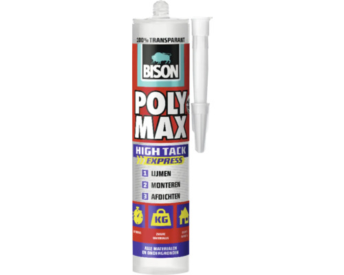 Bison Poly Max Express montagelijm, transparant, in koker