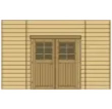 Houten dubbele deur in een houten wand