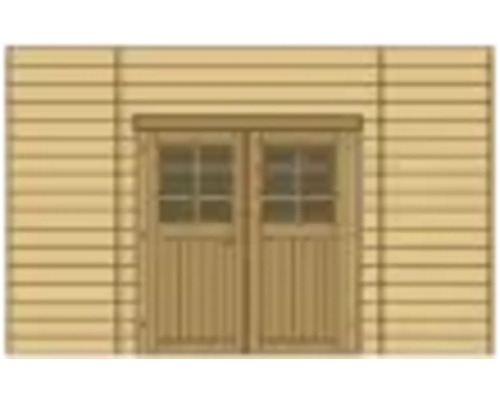 Houten dubbele deur in een houten wand