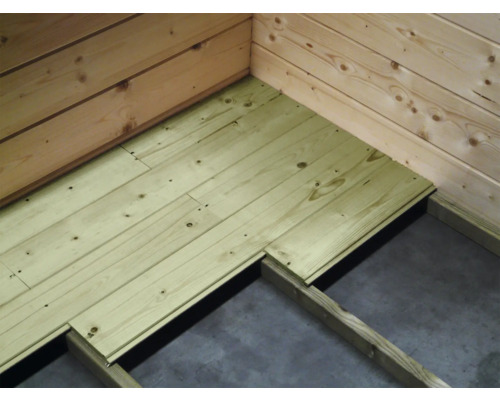 Opbouw van een houten vloer met houten panelen en onderconstructie