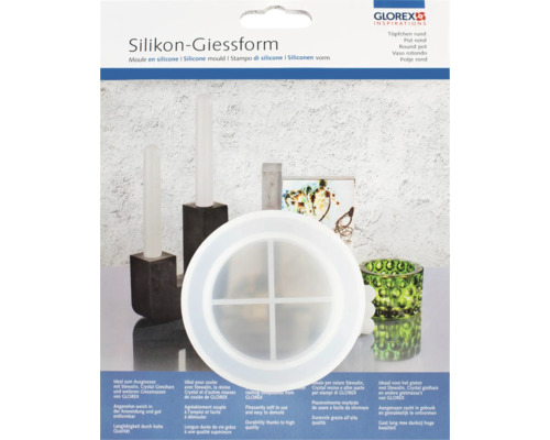 GLOREX Siliconenvorm potje rond 8,3x6,2x5,6 cm Siliconen gietvorm voor ronde potten van GLOREX