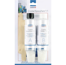 Glorex Crystal Epoxyhars 1:1 set met epoxyhars, harder, mengbekers en houten spatel