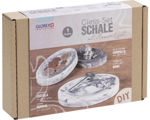 Gietset voor schalen met marmerlook in kartonnen verpakking