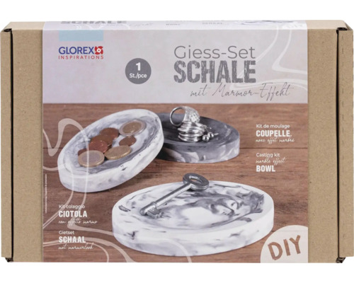 GLOREX Knutselset sieradenschaaltje met Gietset schaal met marmerlook in verpakking