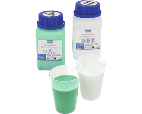 Glorex Abformsilikon HE set met component A en B, plus twee mengbekers