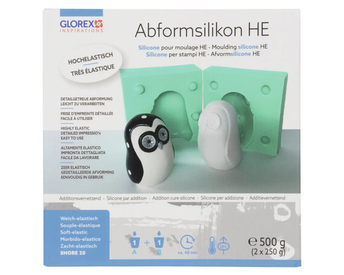 Glorex Afvormsiliconen HE set met siliconen mal en gegoten uilfiguur