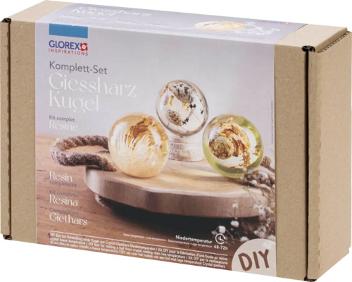Giet hars Kugel complete set in een kartonnen verpakking.