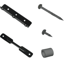 Metalen connector, schroeven en pluggen