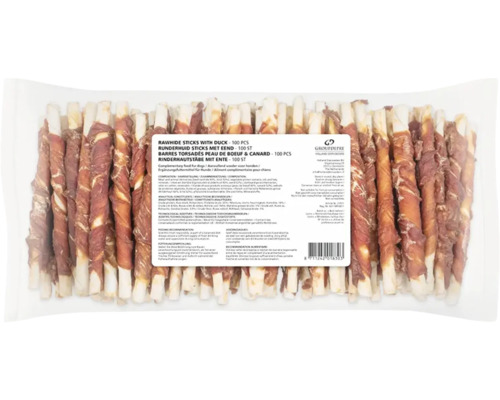 Hondensnacks runderhuid met eend, 100 stuks